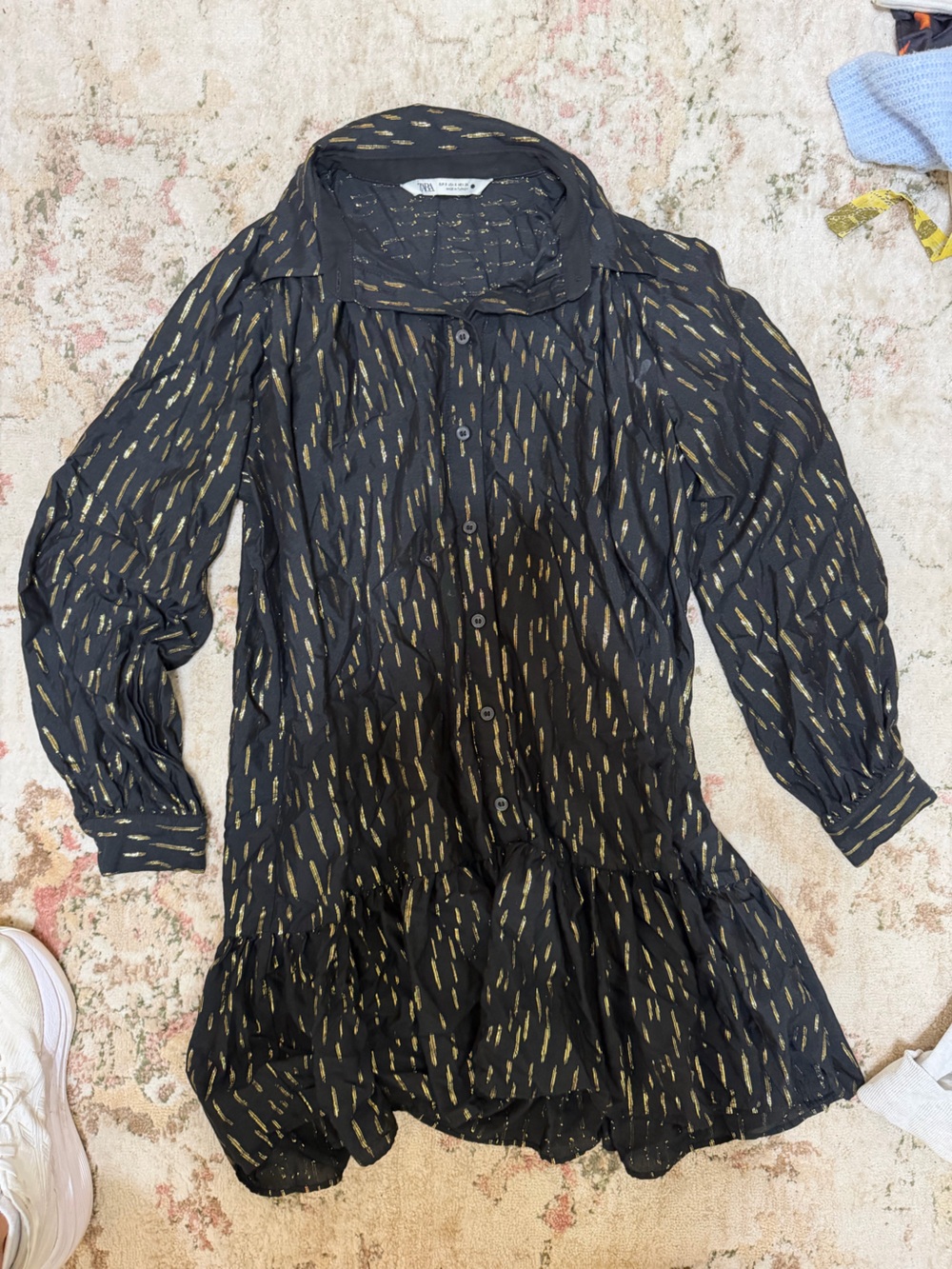 Zara Black Dress with Gold Metallic Accents